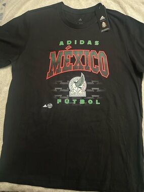 adidas Black Tee with Red & Green México Crest